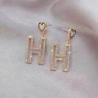 H Rhinestone Earrings E5253