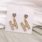 H Rhinestone Earrings E5253