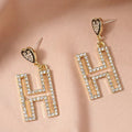 H Rhinestone Earrings E5253