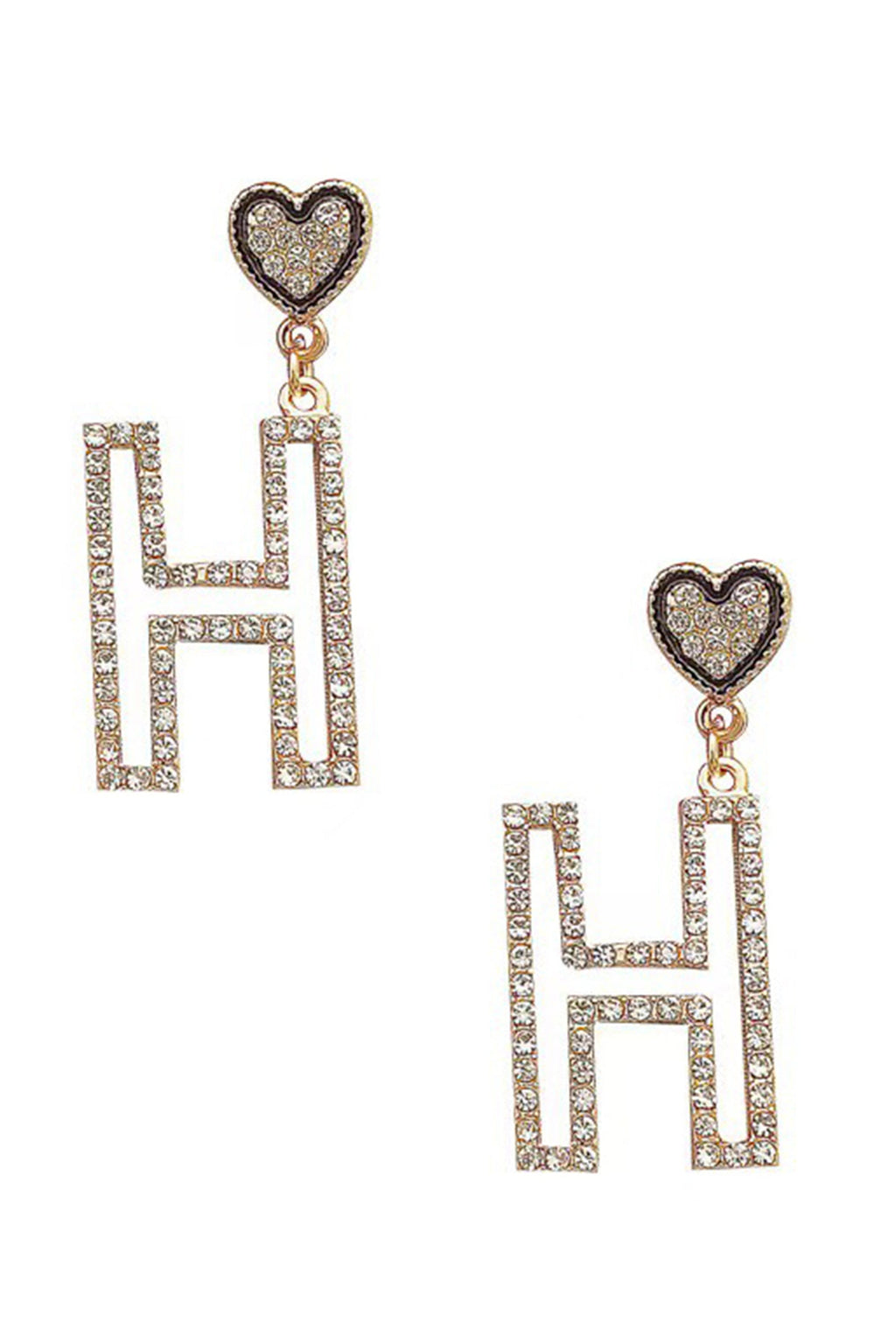 H Rhinestone Earrings E5253
