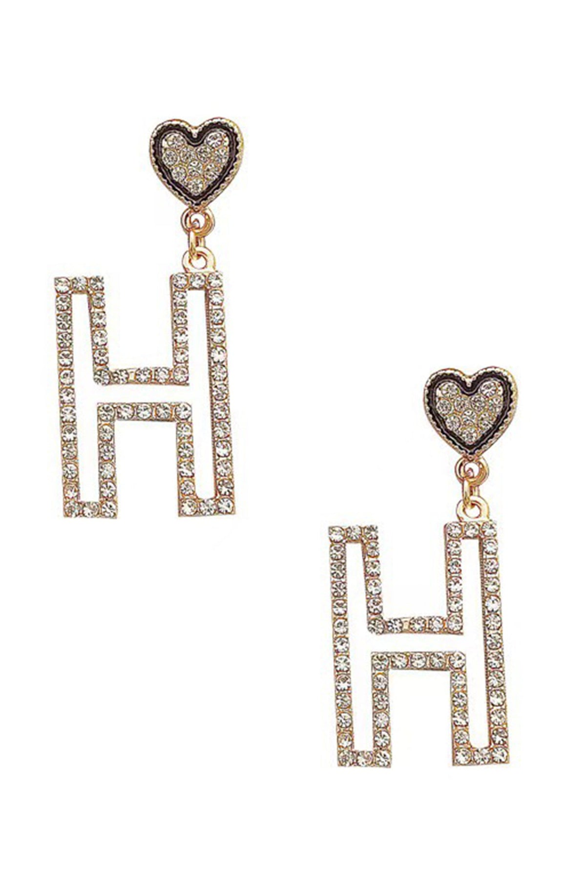 H Rhinestone Earrings E5253