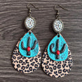 Cactus Animal Printed Leather Earrings E5283