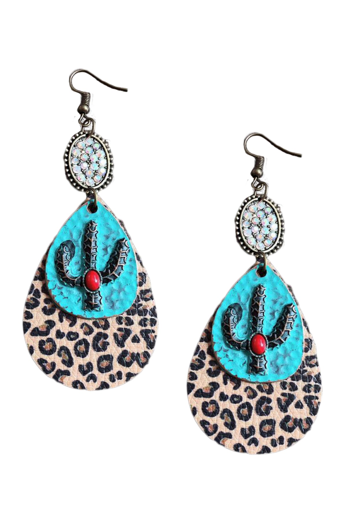 Cactus Animal Printed Leather Earrings E5283