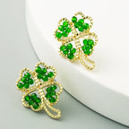 Clover Rhinestone Stud Earrings E5287
