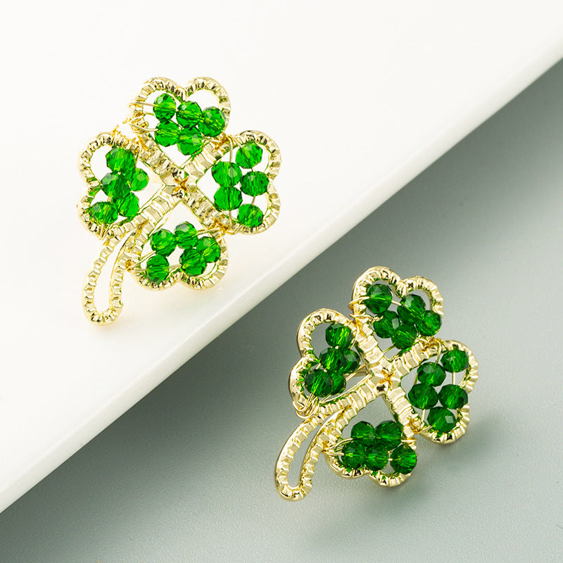 Clover Rhinestone Stud Earrings E5287