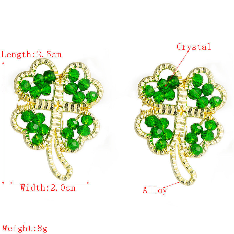 Clover Rhinestone Stud Earrings E5287
