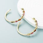 Glass Drill Teardrop Hoop Earrings E5290