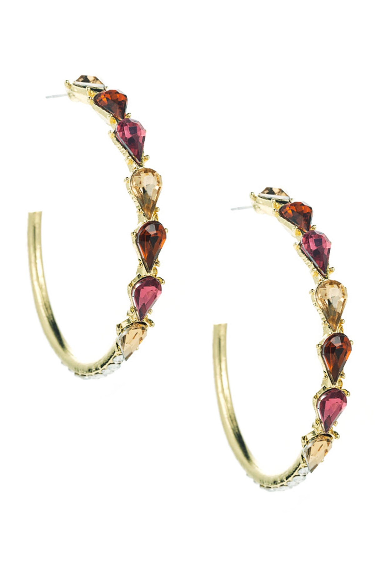 Glass Drill Teardrop Hoop Earrings E5290