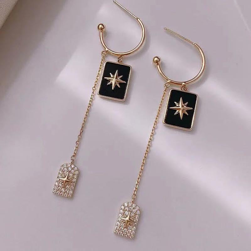 Star Rectangle Chain Earrings E5293