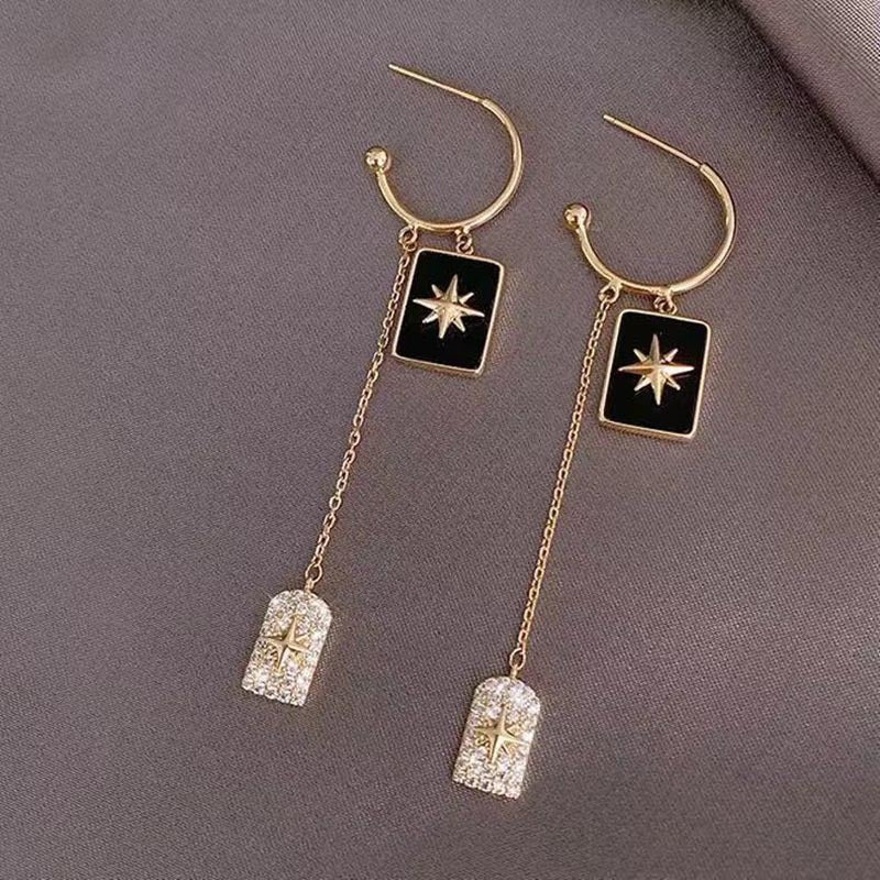 Star Rectangle Chain Earrings E5293