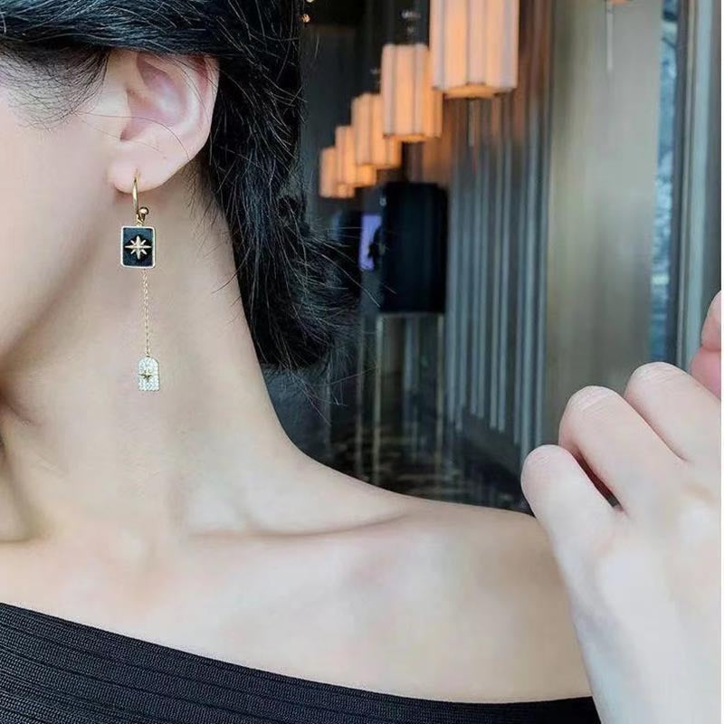 Star Rectangle Chain Earrings E5293