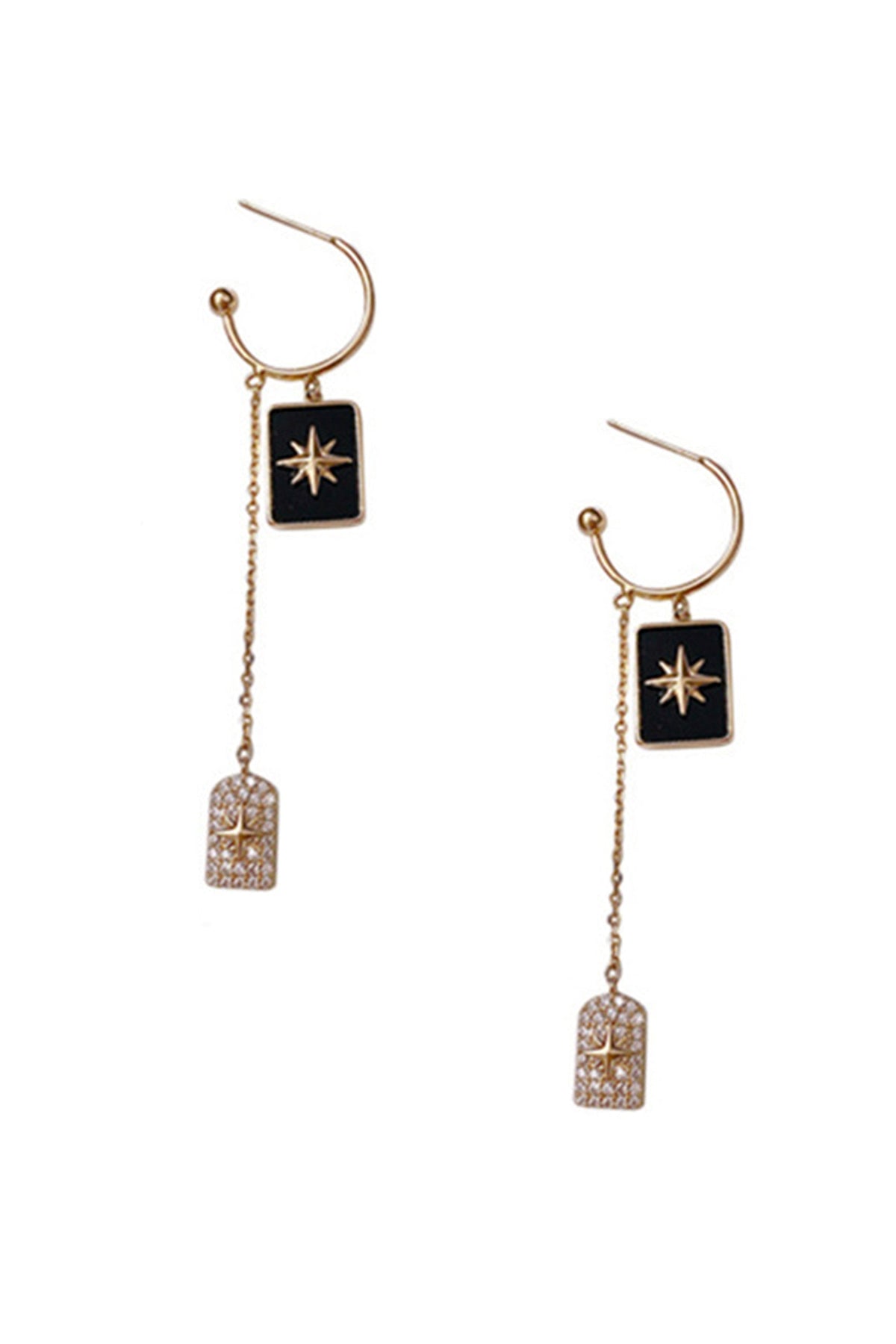 Star Rectangle Chain Earrings E5293