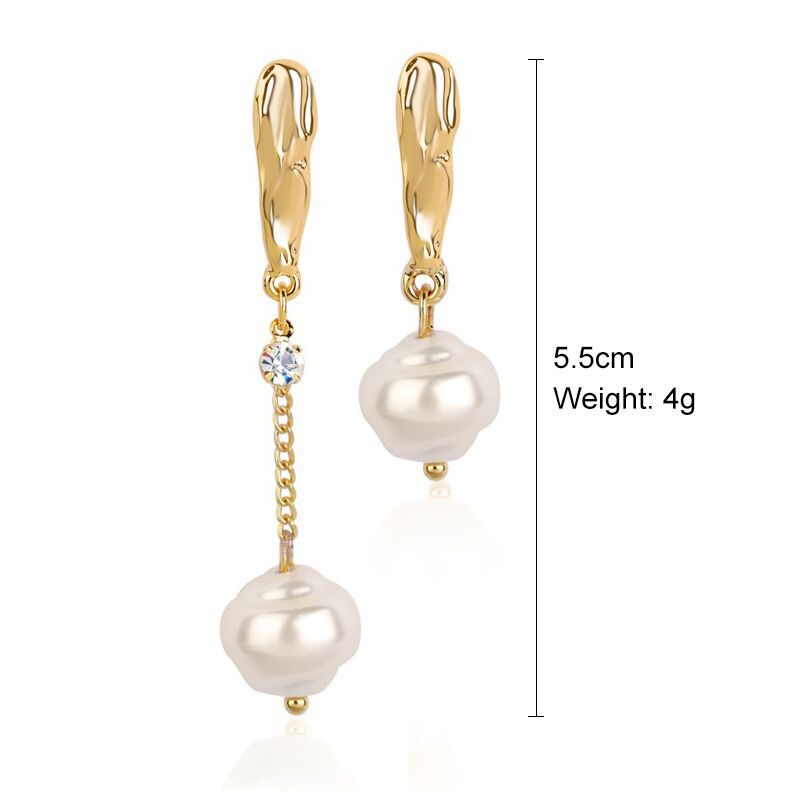 Irregular Pearl Asymmetrical Earrings E5297