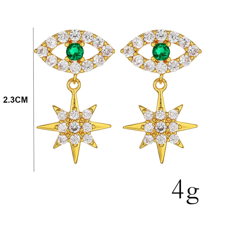 Evil Eye Star Rhinestone Earrings E5309