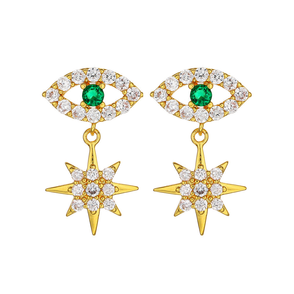 Evil Eye Star Rhinestone Earrings E5309