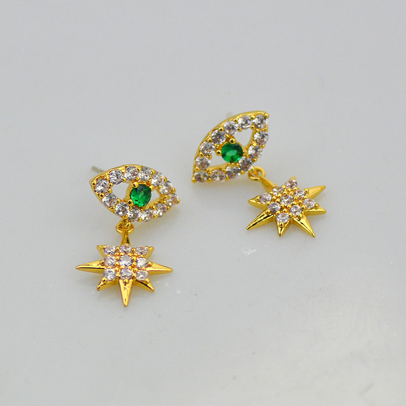 Evil Eye Star Rhinestone Earrings E5309