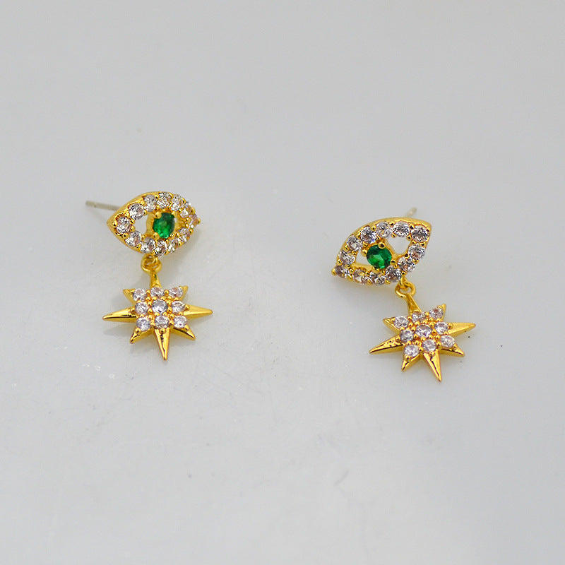 Evil Eye Star Rhinestone Earrings E5309
