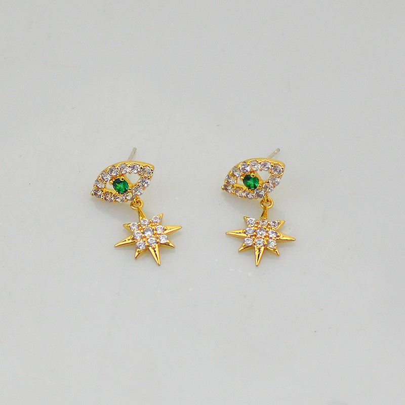 Evil Eye Star Rhinestone Earrings E5309