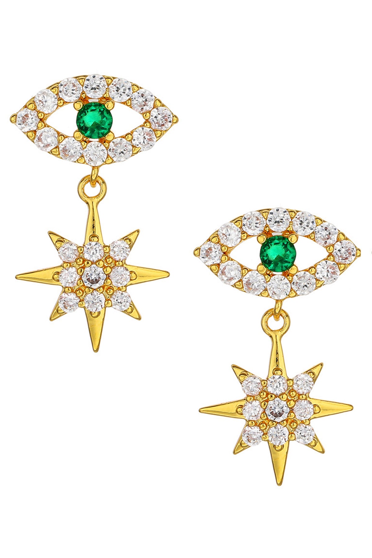 Evil Eye Star Rhinestone Earrings E5309