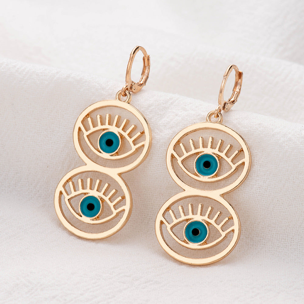 Evil Eye Circle Alloy Earrings E5312