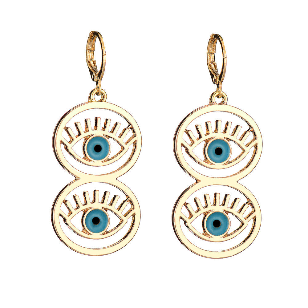 Evil Eye Circle Alloy Earrings E5312