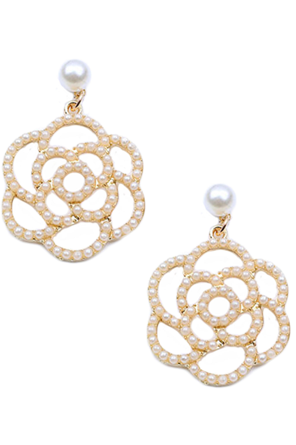 Camellia Flower Pearl Earrings E5325
