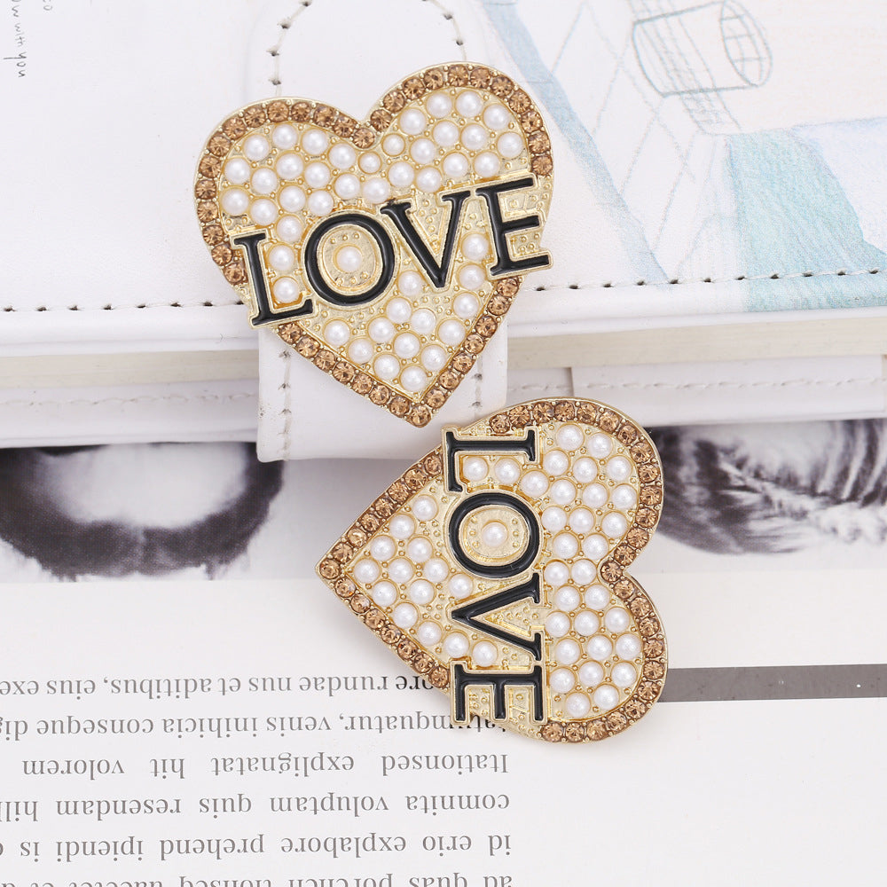 LOVE Heart Rhinestone Stud Earrings E5336