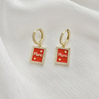 MOM Square Zircon Earrings Earrings E5365