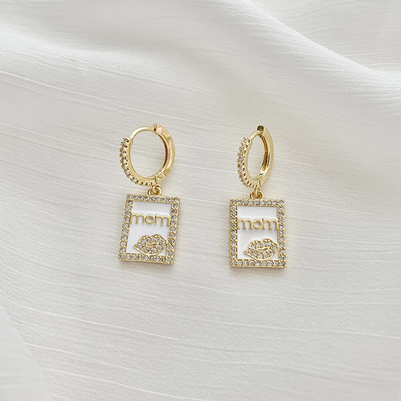 MOM Square Zircon Earrings Earrings E5365
