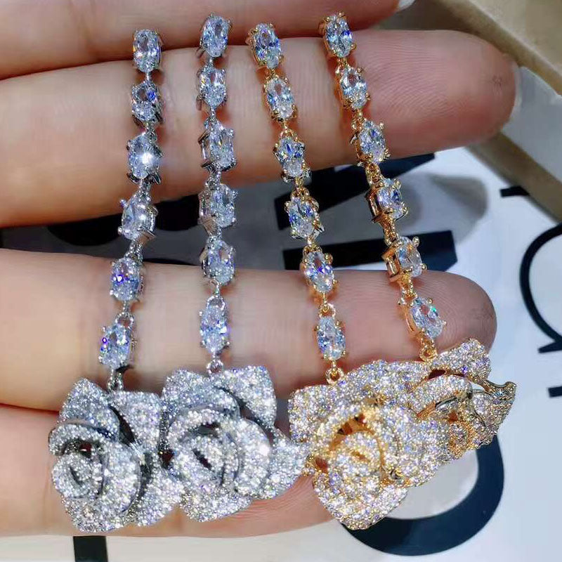 Rose Chain Cubic Zirconia Earrings E5970