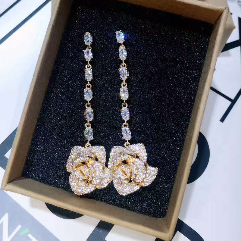 Rose Chain Cubic Zirconia Earrings E5970