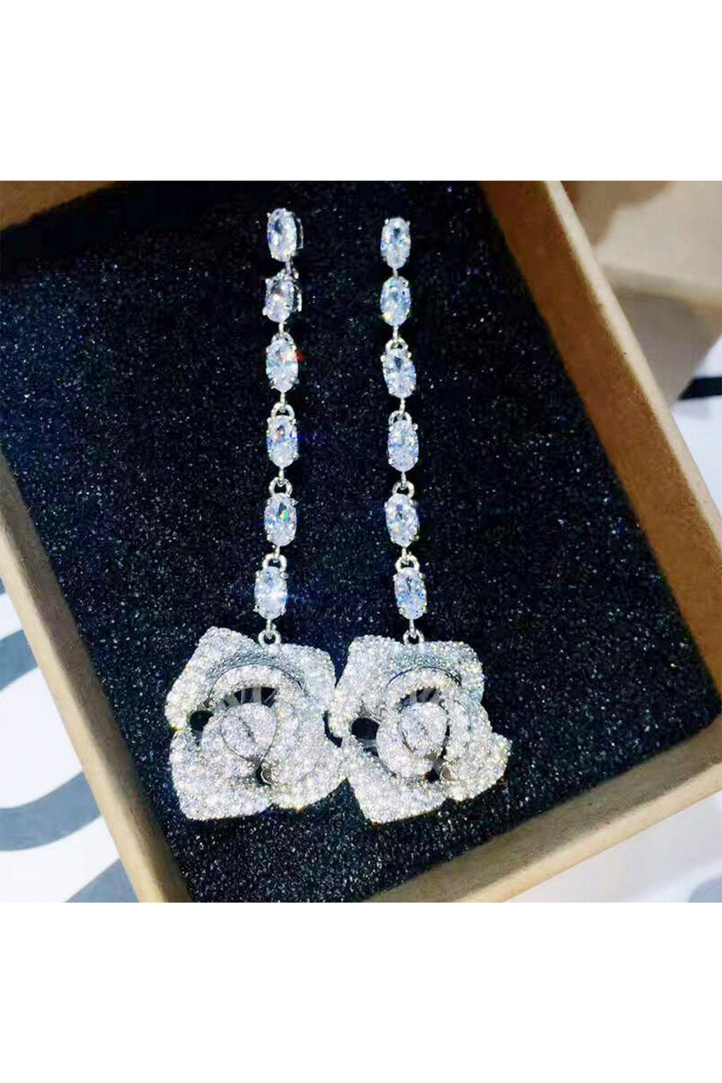 Rose Chain Cubic Zirconia Earrings E5970