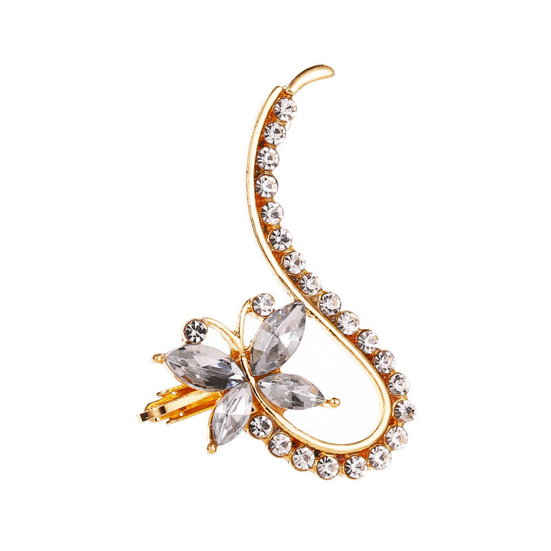 Floral Rhinestone Single Ear Hook E6003