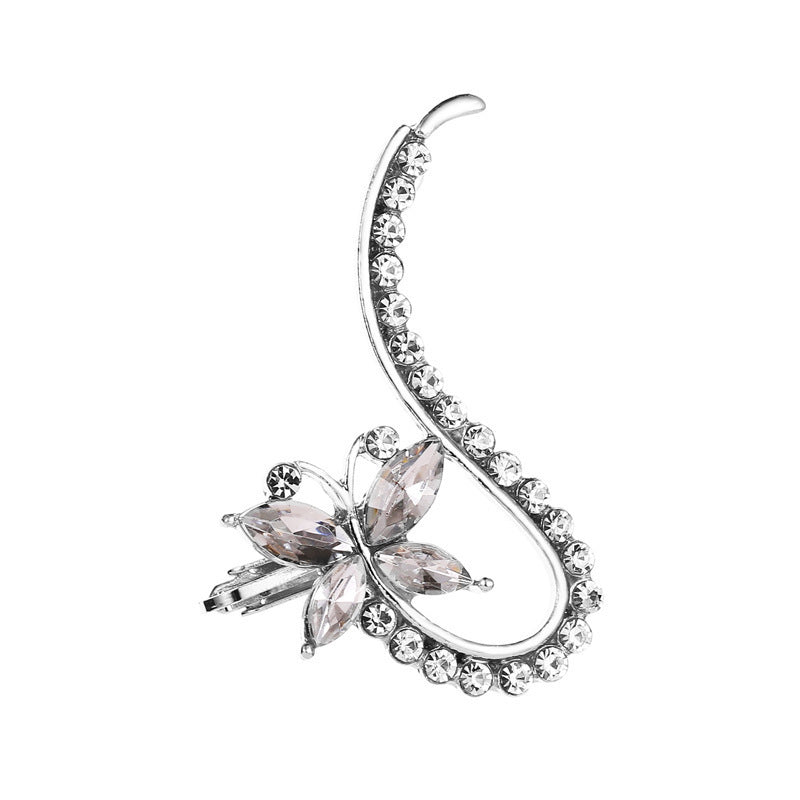 Floral Rhinestone Single Ear Hook E6003