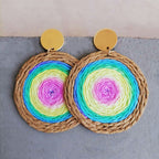 Disc Shaped Rattan Earrings E6074