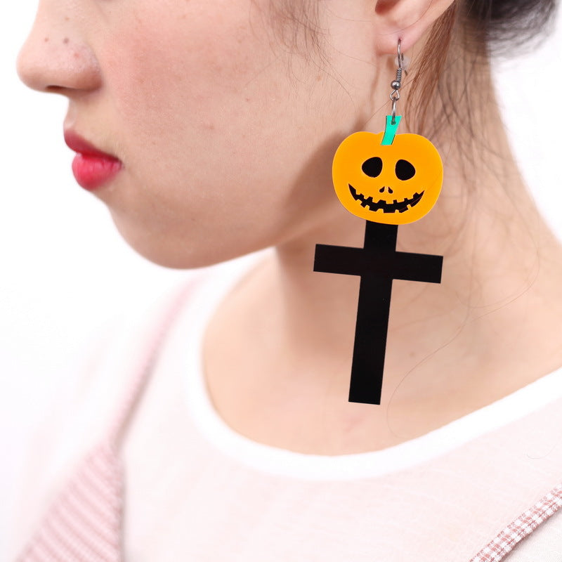 Pumpkin Cross Acrylic Earrings E6306