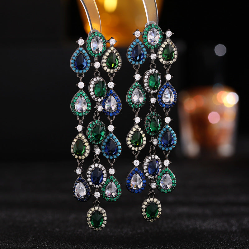 Tassel Cubic Zirconia Earrings E6405-GM