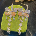 Butterfly Tassel Cubic Zirconia Earrings E6408