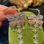 Butterfly Tassel Cubic Zirconia Earrings E6408