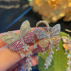 Butterfly Tassel Cubic Zirconia Earrings E6408