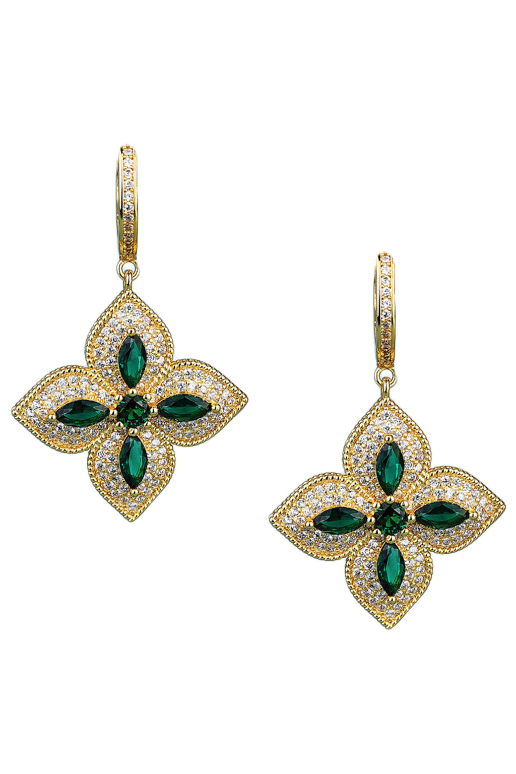 Clover Cubic Zirconia Hoop Earrings E6442