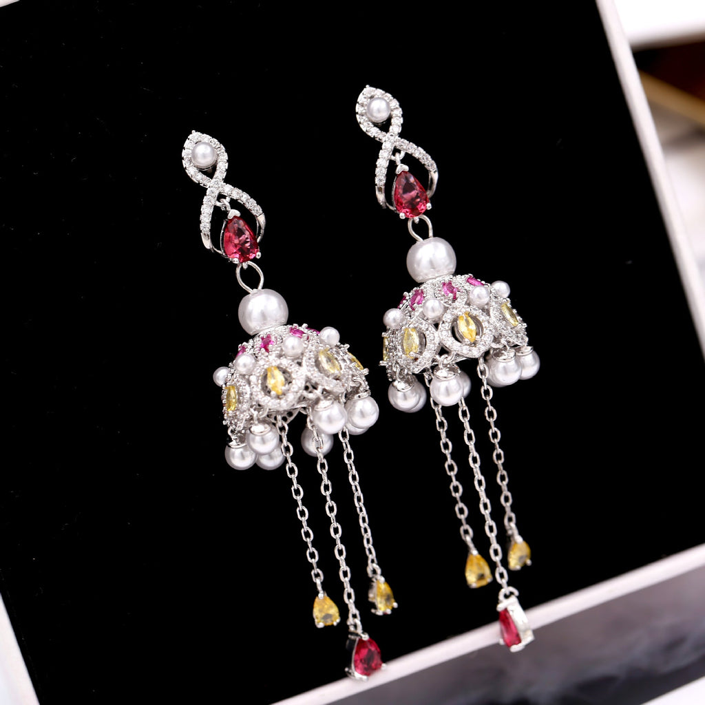Bell Tassel Cubic Zirconia Earrings E6444