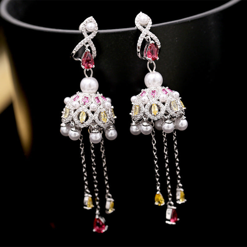 Bell Tassel Cubic Zirconia Earrings E6444