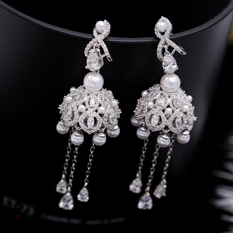 Bell Tassel Cubic Zirconia Earrings E6444