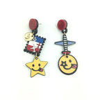 Smiley Star Acrylic Asymmetrical Earrings E6454