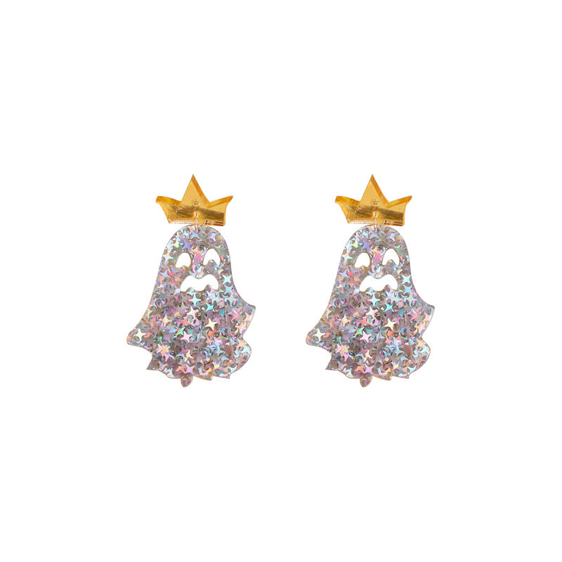Crown Ghost Acrylic Earrings E6803