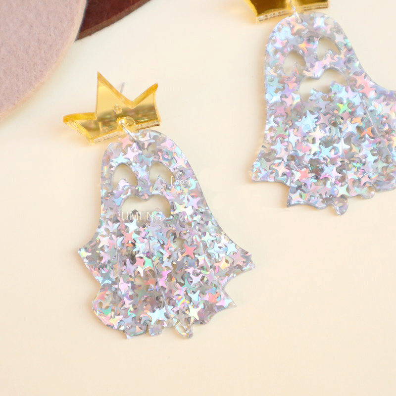 Crown Ghost Acrylic Earrings E6803
