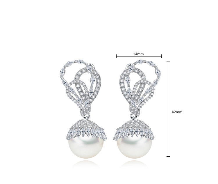 Cubic Zirconia Pearl Earrings E6554
