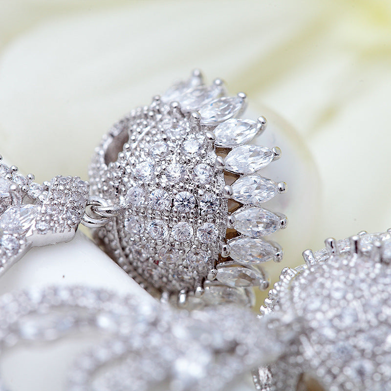 Cubic Zirconia Pearl Earrings E6554
