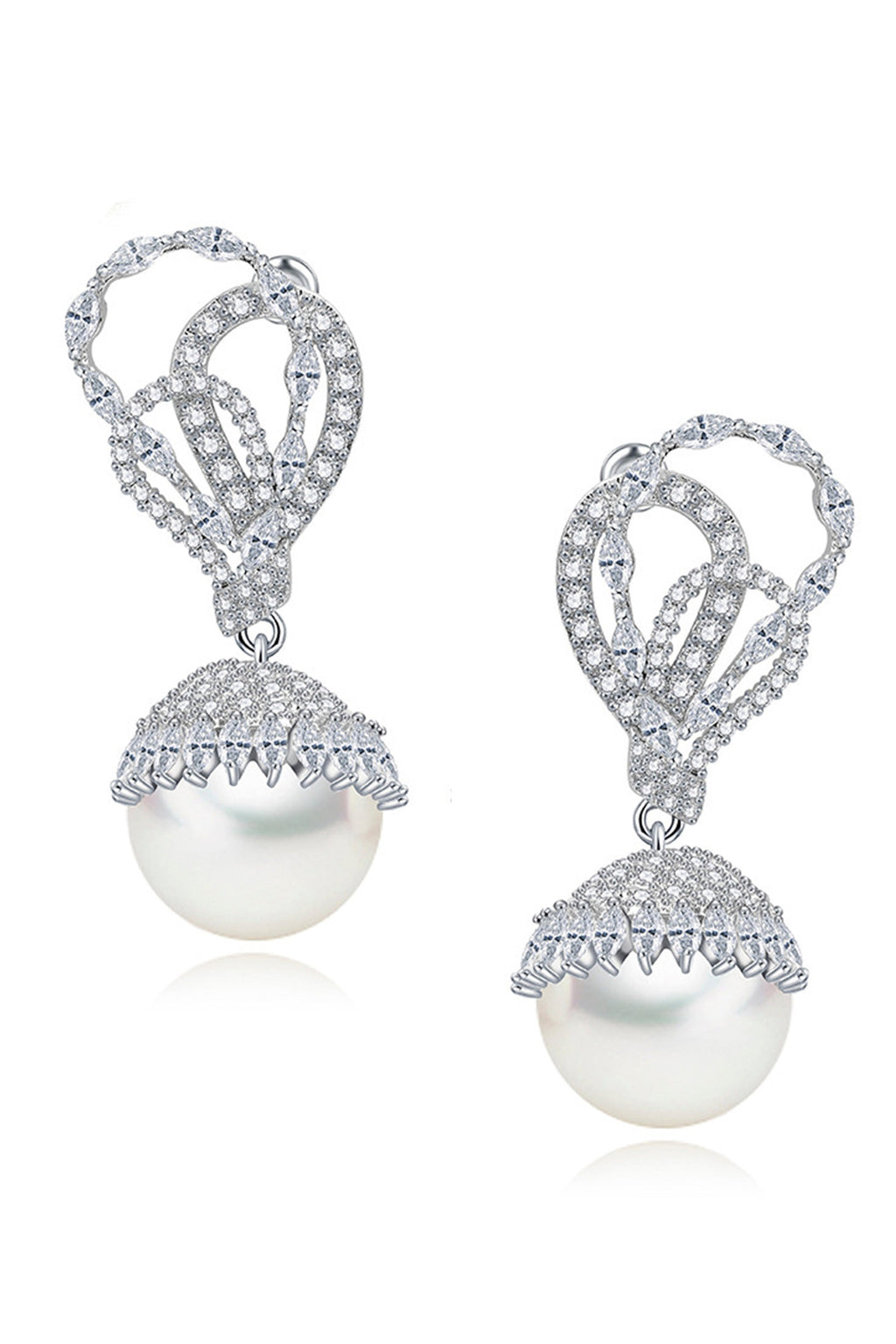 Cubic Zirconia Pearl Earrings E6554